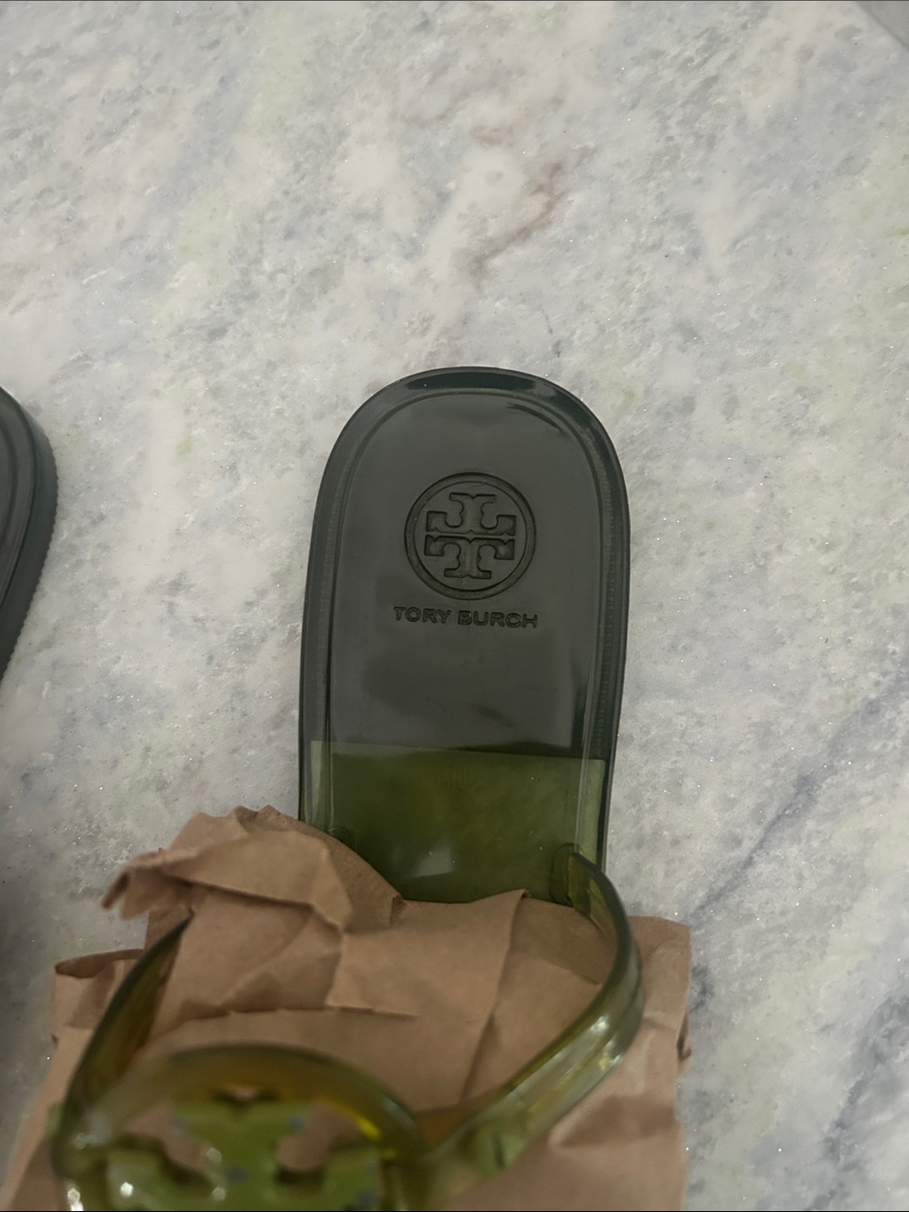 Tory Burch Green Jelly Logo Thong Sandals - Picture 2 of 6